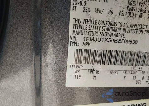 2011 Ford Expedition Limited from USA, damaged, VIN 1FMJU1K50BEF09630